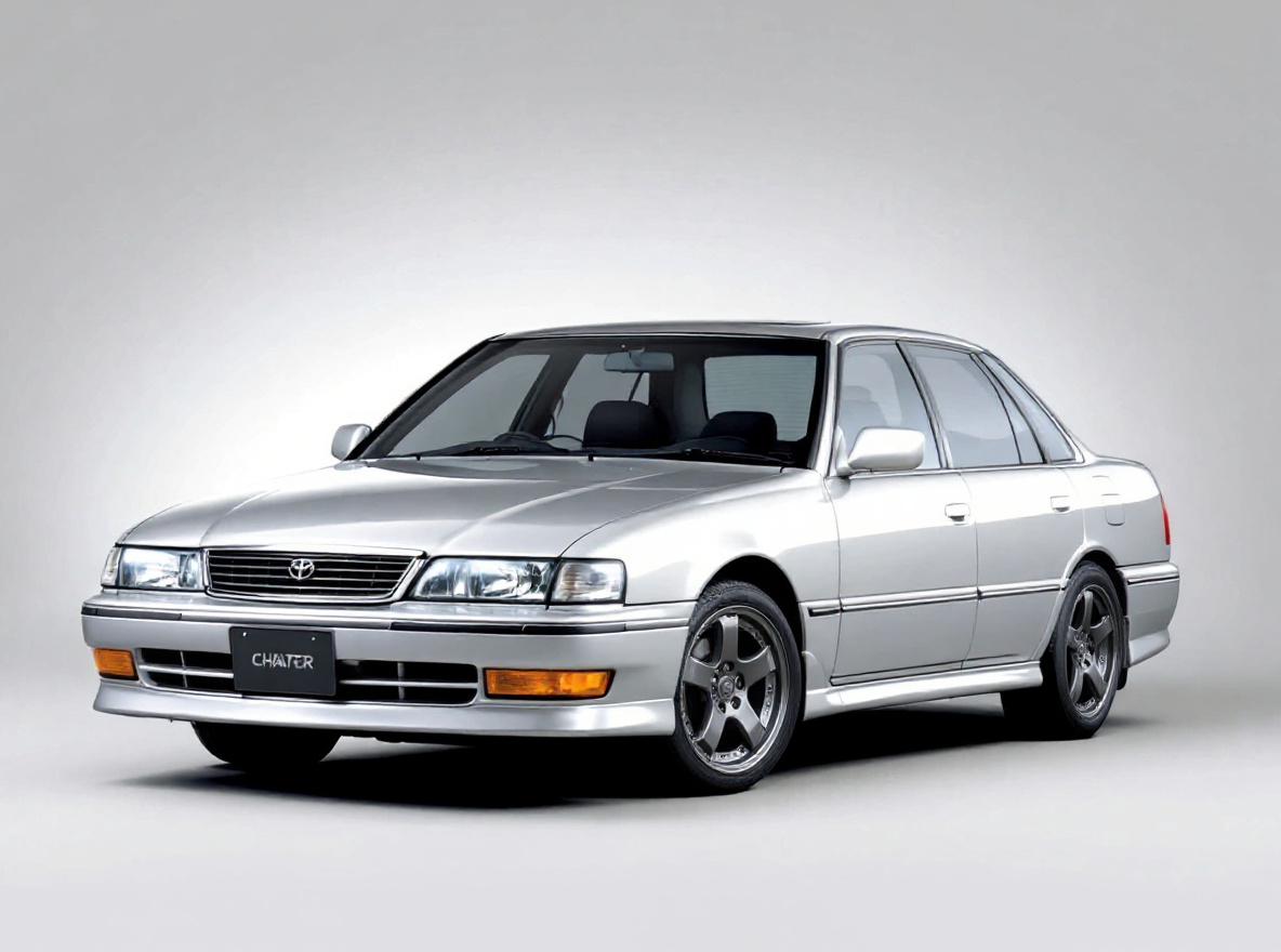 Gunmetal Mesh wheels rendered on a Toyota Chaser (JZX100) with the TunedRides AI wheel visualizer