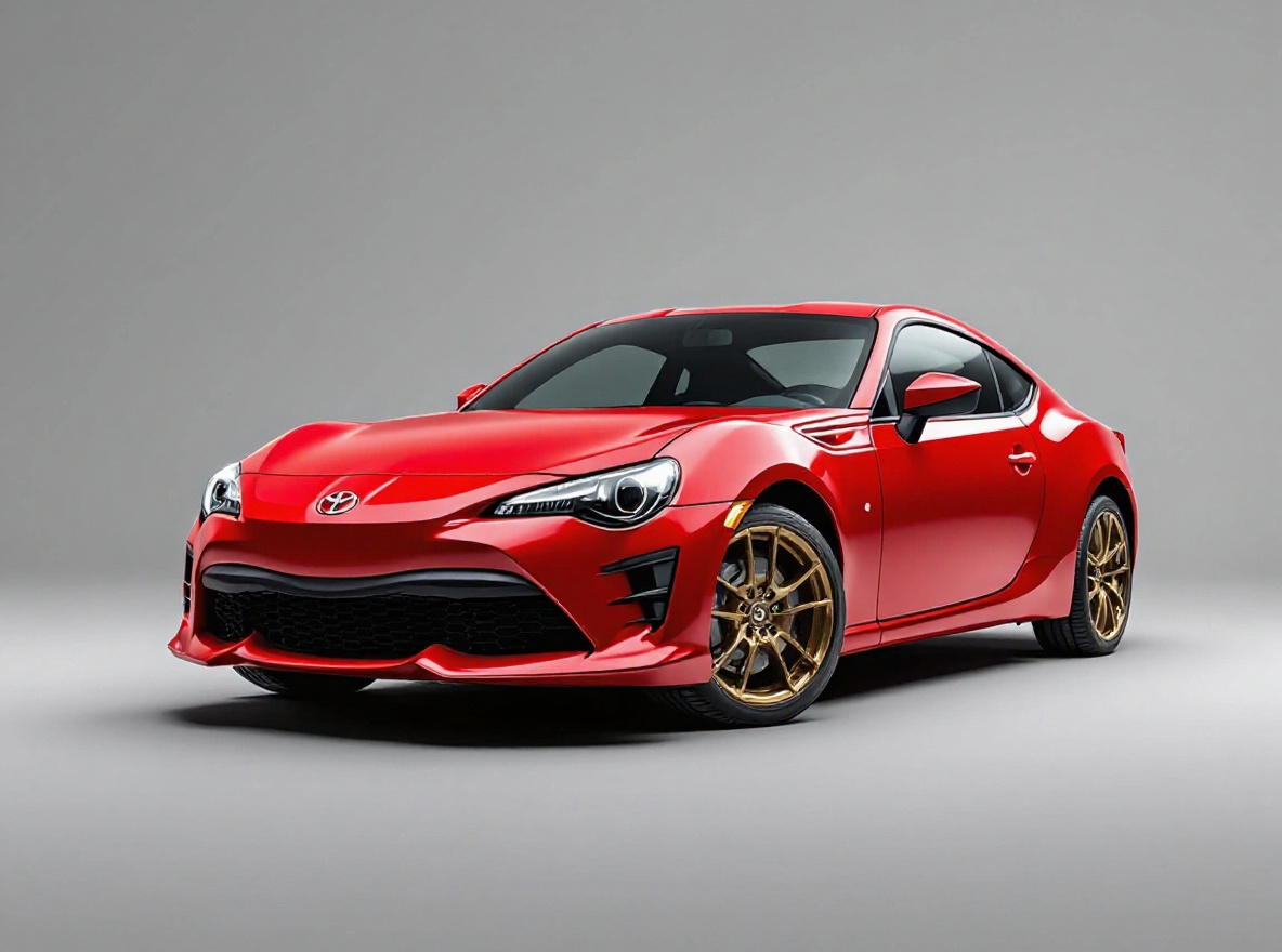 Bronze Split-Spoke wheels rendered on a Toyota GR86 with the TunedRides AI wheel visualizer