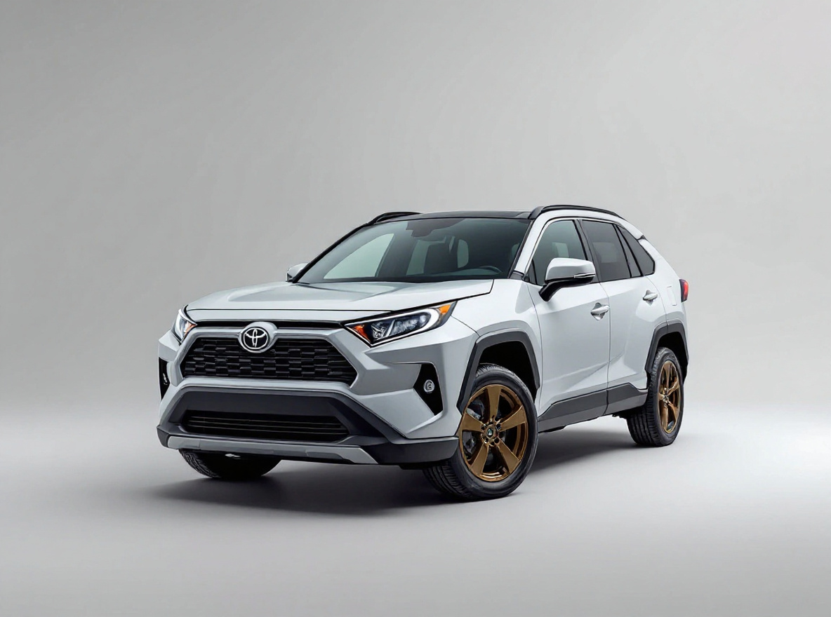 Bronze Split-Spoke wheels rendered on a Toyota RAV4 with the TunedRides AI wheel visualizer